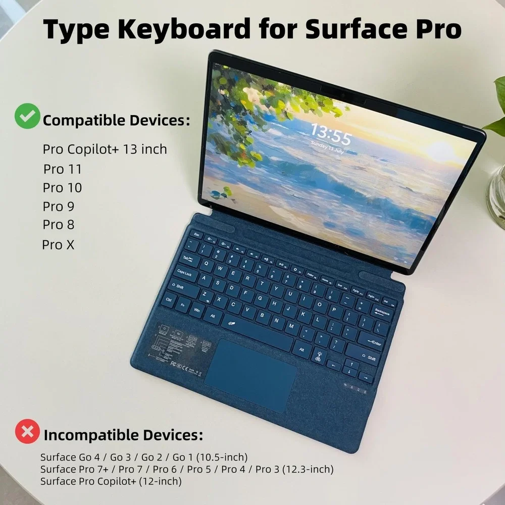 Zoof Keyboard for Microsoft Surface Pro 11 10 9 8 X Copilot+ 7-Color Backlit